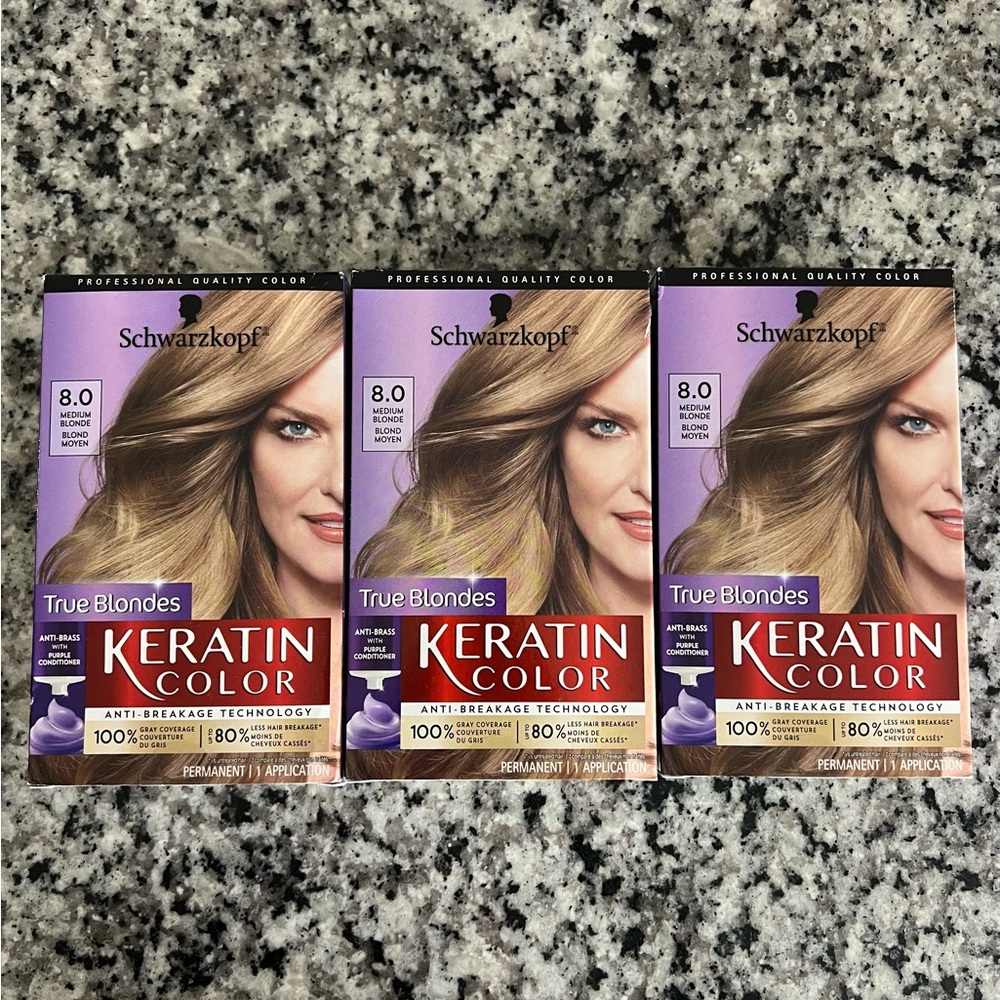 3 Schwarzkopf Keratin Hair Color BLONDE